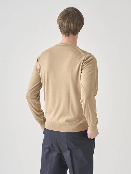［LUXURY FIBRES］カシミヤシルククルーネック長袖ニットプルオーバー | PAXEN | 30G EASY FIT 詳細画像 CAMEL 9