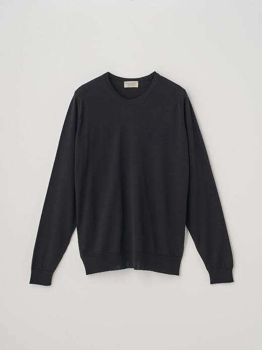 ［LUXURY FIBRES］カシミヤシルククルーネック長袖ニットプルオーバー | PAXEN | 30G EASY FIT 詳細画像 NOIR 2