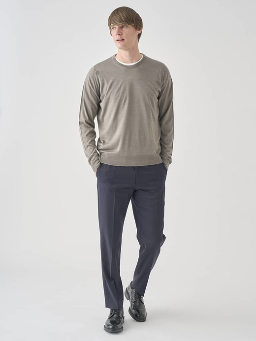 ［LUXURY FIBRES］カシミヤシルククルーネック長袖ニットプルオーバー | PAXEN | 30G EASY FIT 詳細画像 OYSTER 10