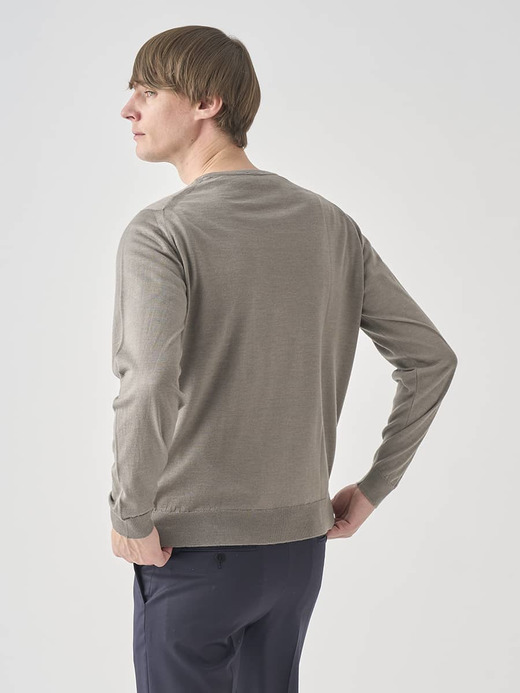 ［LUXURY FIBRES］カシミヤシルククルーネック長袖ニットプルオーバー | PAXEN | 30G EASY FIT 詳細画像 OYSTER 7