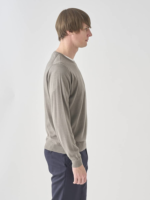 ［LUXURY FIBRES］カシミヤシルククルーネック長袖ニットプルオーバー | PAXEN | 30G EASY FIT 詳細画像 OYSTER 9