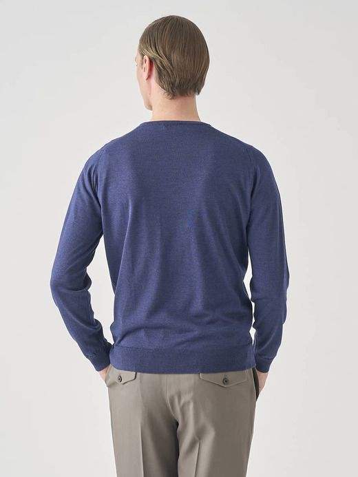 ［LUXURY FIBRES］カシミヤシルククルーネック長袖ニットプルオーバー | PAXEN | 30G EASY FIT 詳細画像 ROYAL NAVY 8