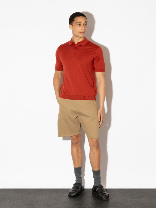 半袖コットンニットポロシャツ | REID | 30G MODERN FIT 詳細画像 BAKED RED 3