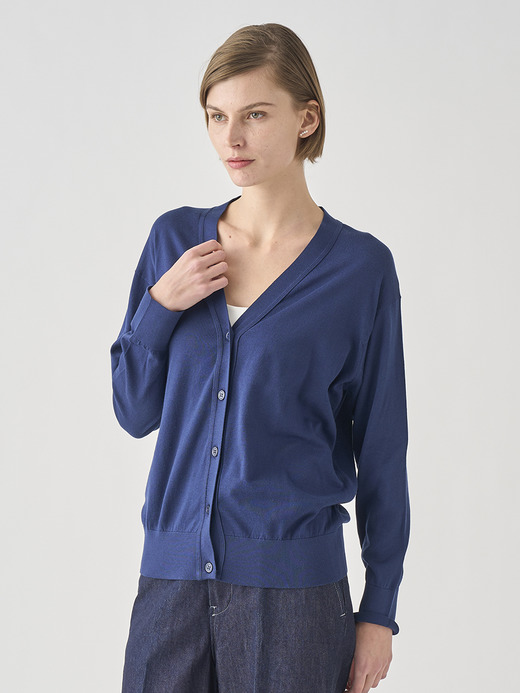 Ｖネック長袖コットンニットカーディガン | S4620 | 30G COMMON FIT 詳細画像 FRENCH NAVY 1