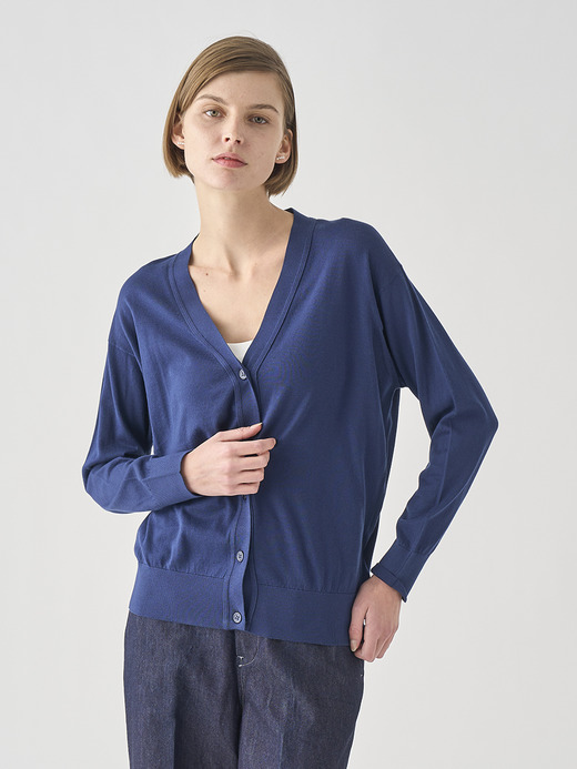 Ｖネック長袖コットンニットカーディガン | S4620 | 30G COMMON FIT 詳細画像 FRENCH NAVY 4