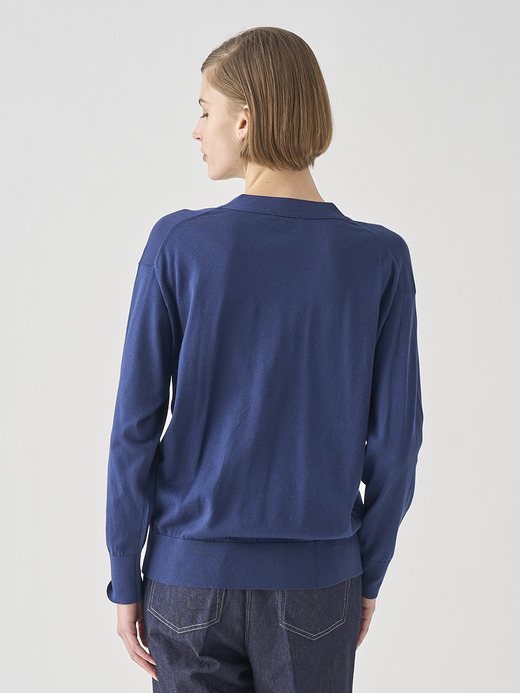 Ｖネック長袖コットンニットカーディガン | S4620 | 30G COMMON FIT 詳細画像 FRENCH NAVY 6