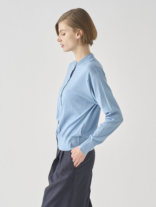 クルーネック長袖コットンニットカーディガン | S4622 | 30G COMMON FIT 詳細画像 SEA GLASS 6