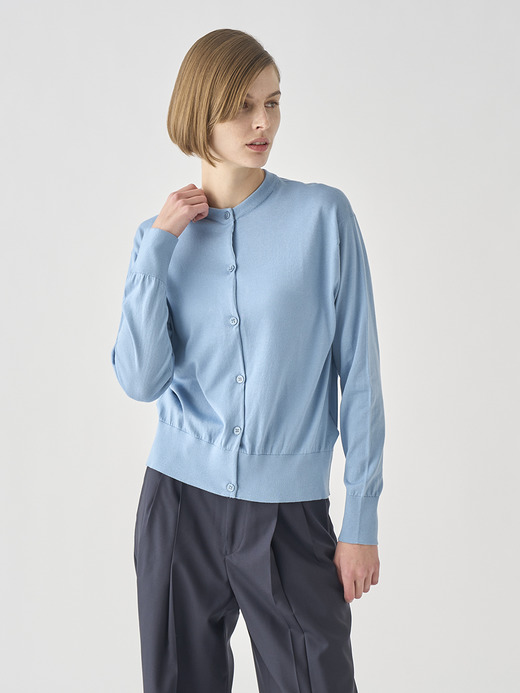 クルーネック長袖コットンニットカーディガン | S4622 | 30G COMMON FIT 詳細画像 SEA GLASS 8