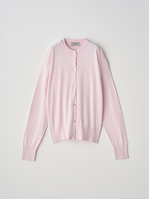 クルーネック長袖コットンニットカーディガン | S4622 | 30G COMMON FIT 詳細画像 SOFT PINK 2