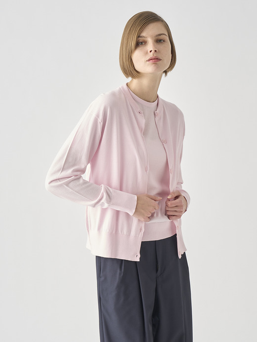クルーネック長袖コットンニットカーディガン | S4622 | 30G COMMON FIT 詳細画像 SOFT PINK 4