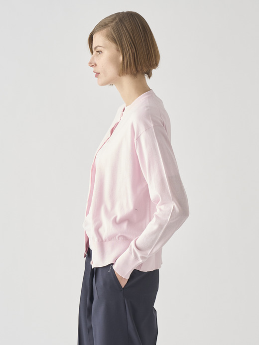 クルーネック長袖コットンニットカーディガン | S4622 | 30G COMMON FIT 詳細画像 SOFT PINK 5