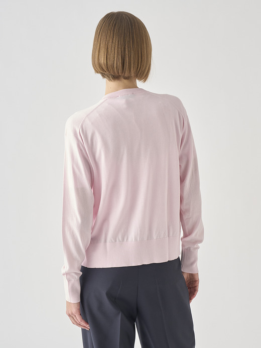 クルーネック長袖コットンニットカーディガン | S4622 | 30G COMMON FIT 詳細画像 SOFT PINK 6