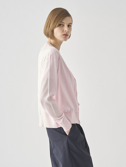 クルーネック長袖コットンニットカーディガン | S4622 | 30G COMMON FIT 詳細画像 SOFT PINK 8