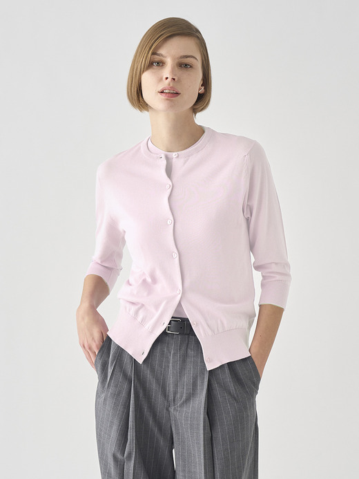 クルーネック７分袖コットンニットカーディガン | S4740 | 30G 詳細画像 SOFT PINK 2
