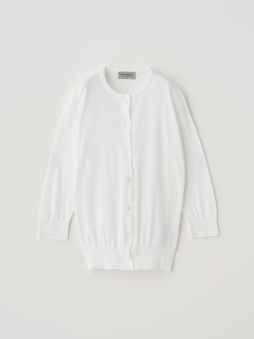 クルーネック７分袖コットンニットカーディガン | S4740 | 30G 詳細画像 WHITE 1