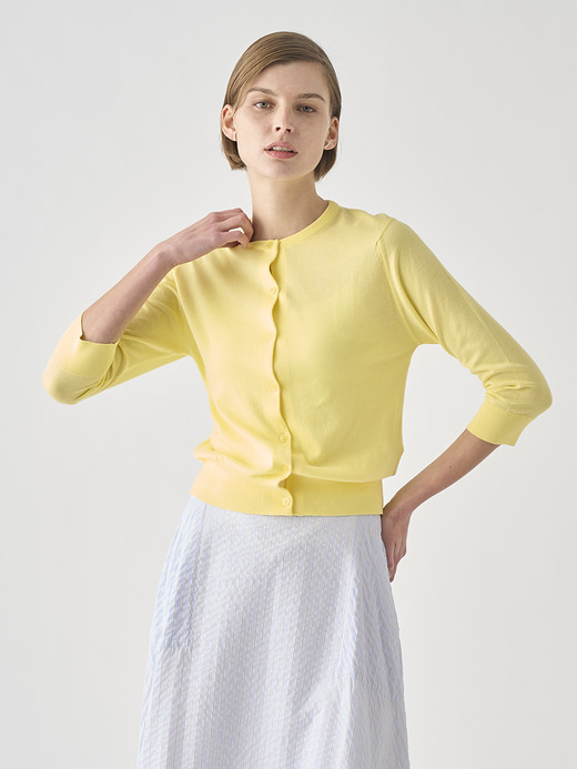 クルーネック７分袖コットンニットカーディガン | S4740 | 30G 詳細画像 YELLOW BALM 4