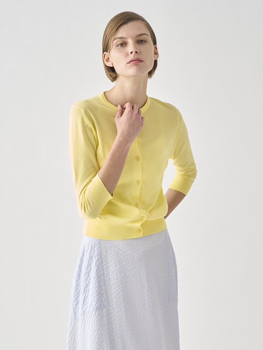 クルーネック７分袖コットンニットカーディガン | S4740 | 30G 詳細画像 YELLOW BALM 9