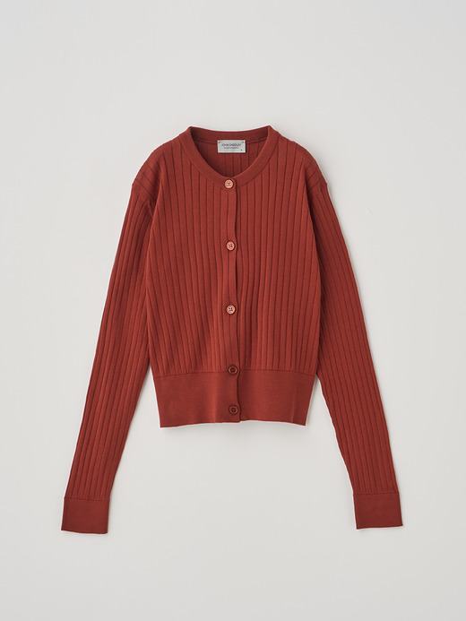 リブクロップド長袖コットンニットカーディガン | S4743 | 30G 詳細画像 BAKED RED 1