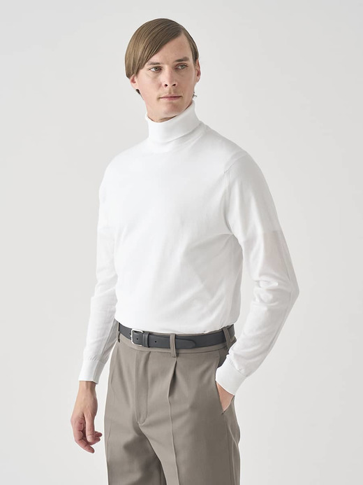 タートルネック長袖コットンニットプルオーバー | S4751 | 30G MODERN FIT 詳細画像 WHITE 1