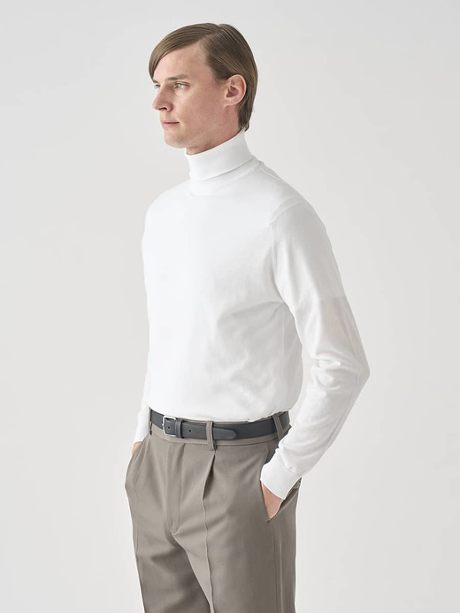 タートルネック長袖コットンニットプルオーバー | S4751 | 30G MODERN FIT 詳細画像 WHITE 4