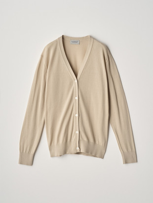 Ｖネック長袖コットンニットカーディガン | YASMIN | 30G MODERN FIT