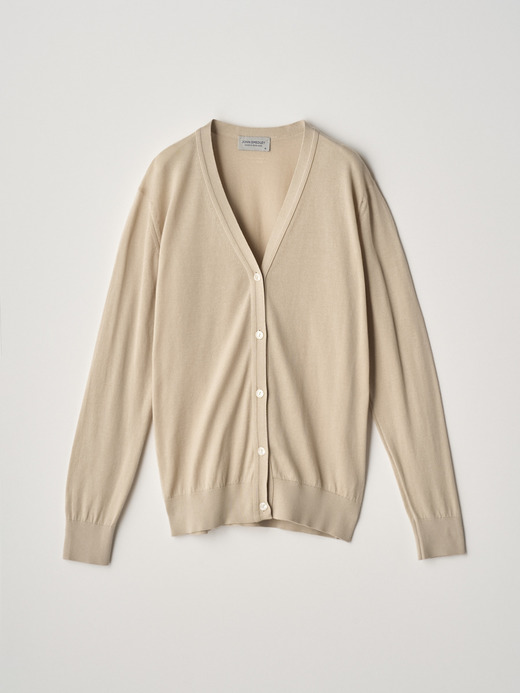 Ｖネック長袖コットンニットカーディガン | YASMIN | 30G MODERN FIT 詳細画像 ALMOND 1