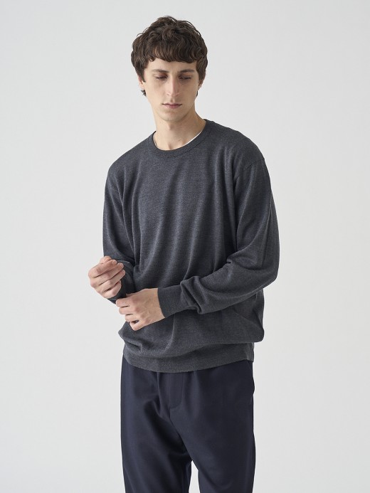 クルーネック長袖ニットプルオーバー | A4543 | 24G SWEATER SERIES 詳細画像 CHARCOAL 3