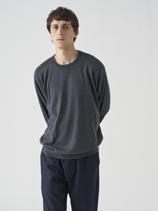 クルーネック長袖ニットプルオーバー | A4543 | 24G SWEATER SERIES 詳細画像 CHARCOAL 4