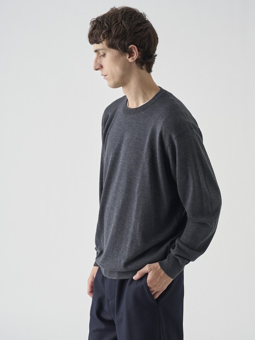 クルーネック長袖ニットプルオーバー | A4543 | 24G SWEATER SERIES 詳細画像 CHARCOAL 5