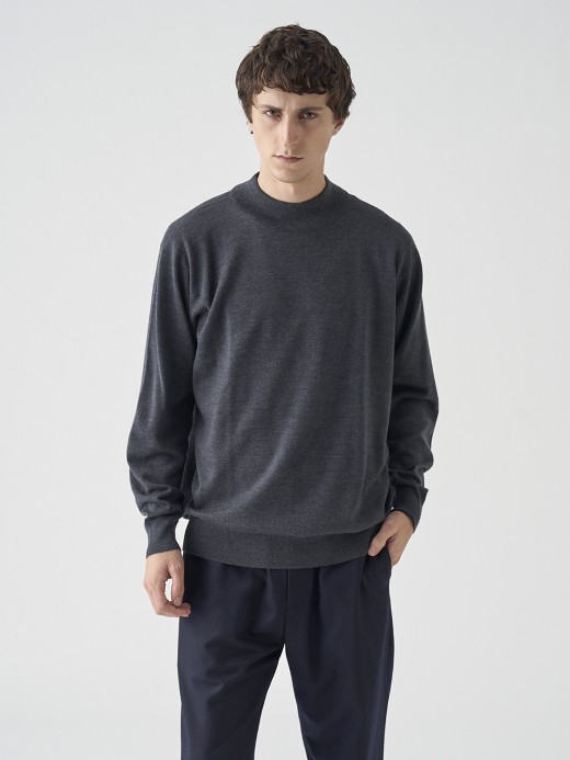 モックネック長袖ニットプルオーバー | A4546 | 24G SWEATER SERIES 詳細画像 CHARCOAL 5