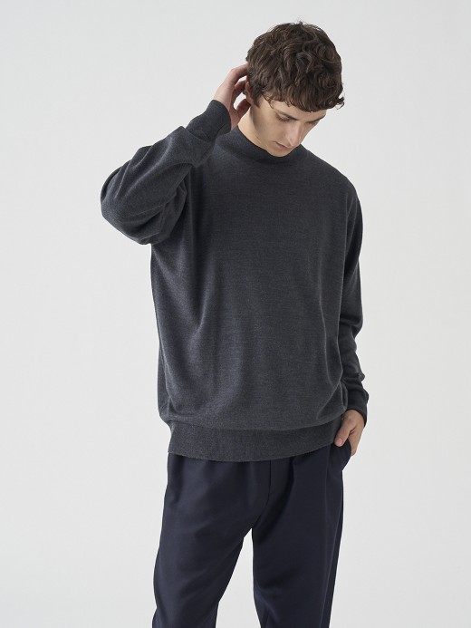 モックネック長袖ニットプルオーバー | A4546 | 24G SWEATER SERIES 詳細画像 CHARCOAL 6
