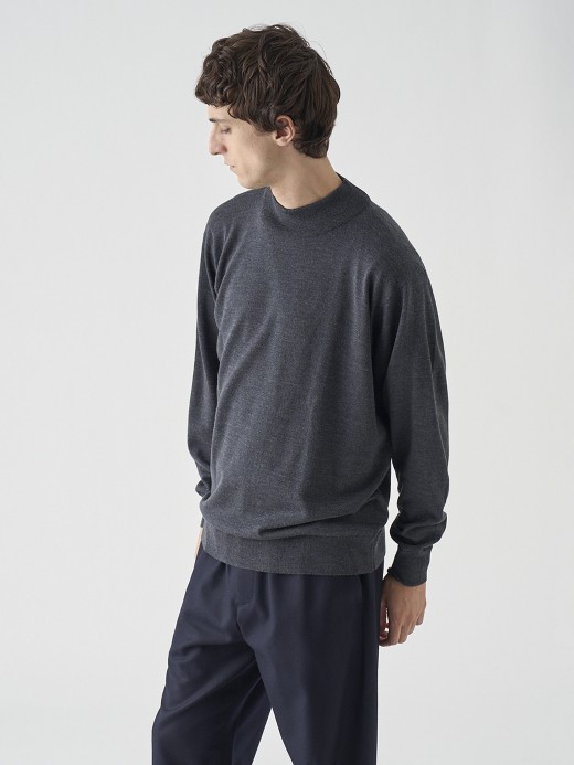 モックネック長袖ニットプルオーバー | A4546 | 24G SWEATER SERIES 詳細画像 CHARCOAL 7