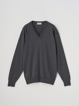 Vネック長袖ニットプルオーバー | A4546 | 24G SWEATER SERIES