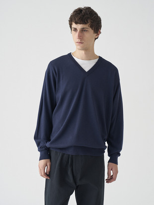 Vネック長袖ニットプルオーバー | A4546 | 24G SWEATER SERIES