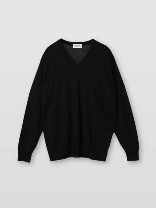 Vネック長袖ニットプルオーバー | A4546 | 24G SWEATER SERIES 詳細画像 BLACK 1