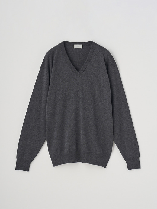 Vネック長袖ニットプルオーバー | A4546 | 24G SWEATER SERIES 詳細画像 CHARCOAL 1