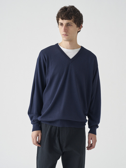 Vネック長袖ニットプルオーバー | A4546 | 24G SWEATER SERIES 詳細画像 MIDNIGHT 1