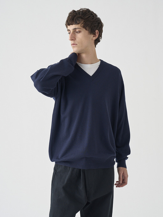 Vネック長袖ニットプルオーバー | A4546 | 24G SWEATER SERIES 詳細画像 MIDNIGHT 4