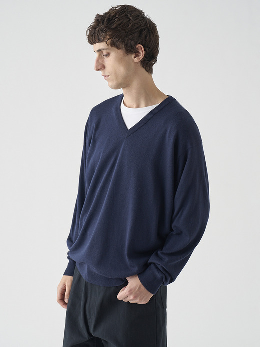 Vネック長袖ニットプルオーバー | A4546 | 24G SWEATER SERIES 詳細画像 MIDNIGHT 5