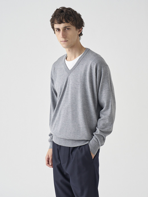 Vネック長袖ニットプルオーバー | A4546 | 24G SWEATER SERIES 詳細画像 SILVER 3