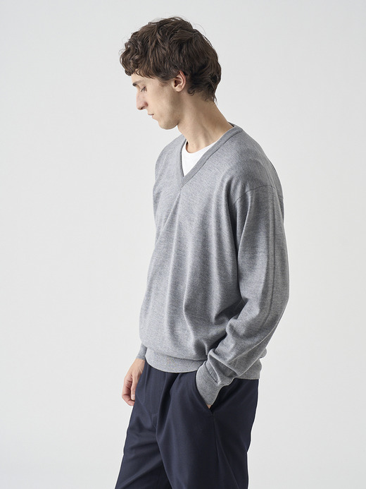 Vネック長袖ニットプルオーバー | A4546 | 24G SWEATER SERIES 詳細画像 SILVER 5
