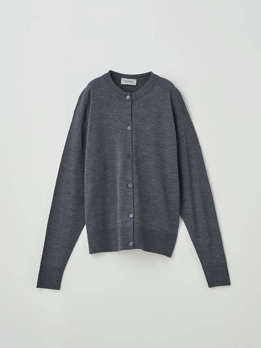 クルーネック長袖ニットカーディガン | A4670 | 30G COMMON FIT 詳細画像 CHARCOAL 1