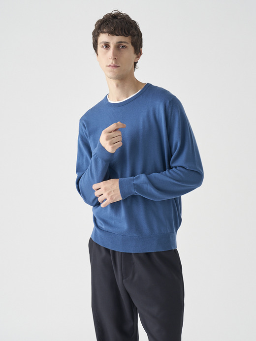 クルーネック長袖ニットプルオーバー | A4787 | 24G MODERN FIT 詳細画像 TEAL FIRTH  5