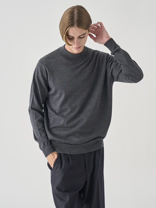 モックネック長袖ニットプルオーバー | A4788 | 24G MODERN FIT 詳細画像 CHARCOAL 1