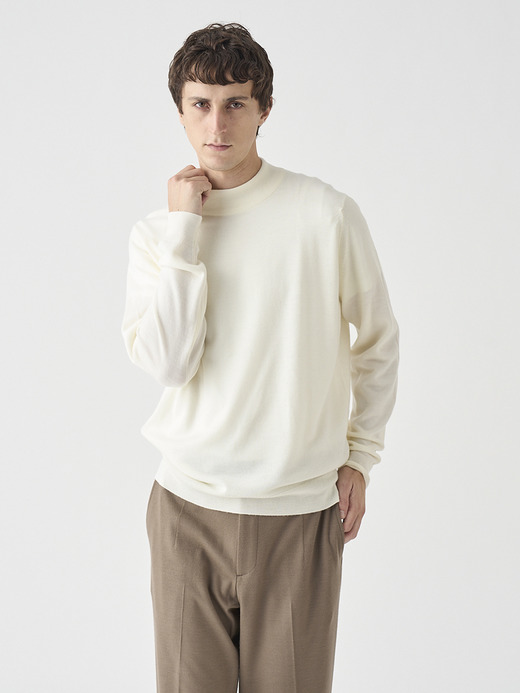 モックネック長袖ニットプルオーバー | A4788 | 24G MODERN FIT 詳細画像 SNOW WHITE 3