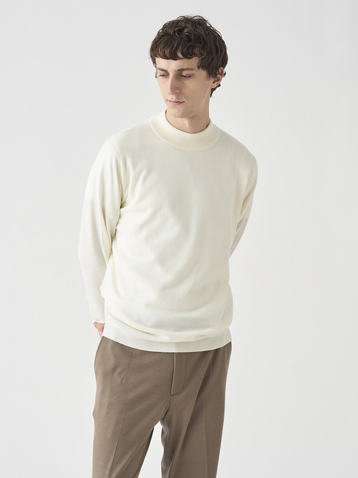 モックネック長袖ニットプルオーバー | A4788 | 24G MODERN FIT 詳細画像 SNOW WHITE 4