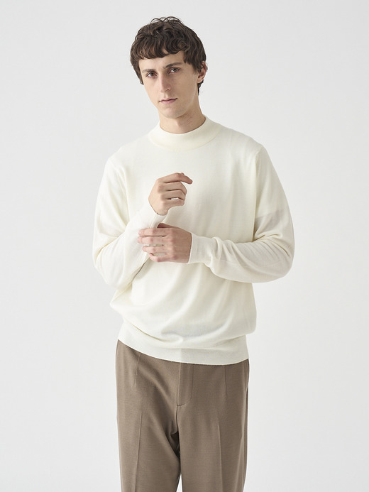 モックネック長袖ニットプルオーバー | A4788 | 24G MODERN FIT 詳細画像 SNOW WHITE 5