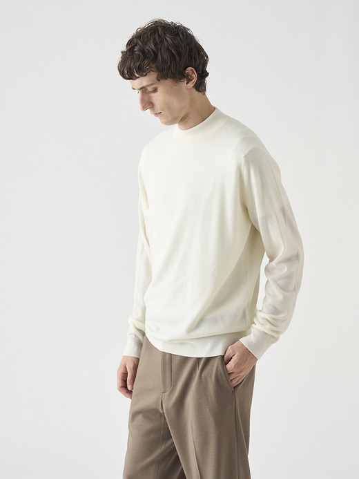モックネック長袖ニットプルオーバー | A4788 | 24G MODERN FIT 詳細画像 SNOW WHITE 7