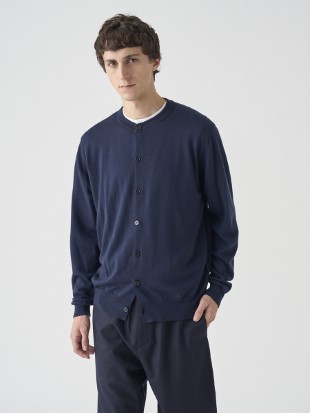 クルーネック長袖ニットカーディガン | A4790 | 24G MODERN FIT