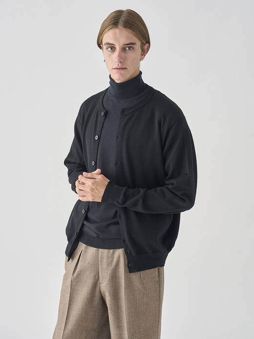 クルーネック長袖ニットカーディガン | A4790 | 24G MODERN FIT 詳細画像 BLACK 1